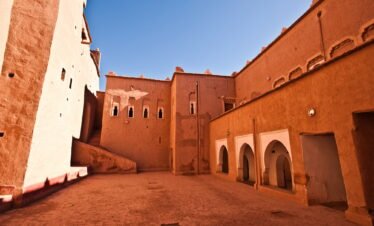 Courtyard inside Tamdaght kasbar, Morocco, North Africa