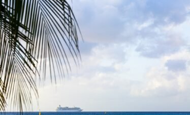 Cruise Ship at Sea With Copy Space