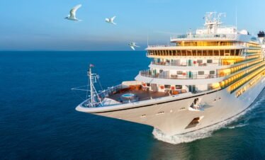Cruise Ship, Cruise Liners beautiful white cruise ship above luxury cruise in the ocean sea
